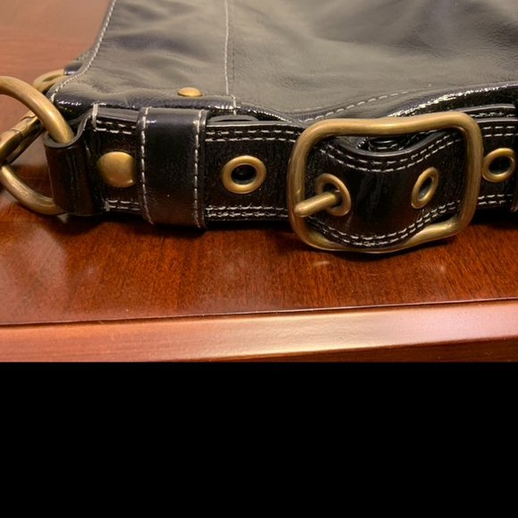 Coach Zoe Patent Leather Hobo Shoulder Bag--Black - Picture 10 of 16